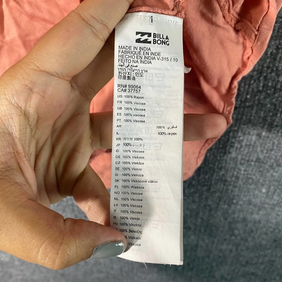 Billabong Mini Dress Small Pink Fine Flutter Floral Short Sleeve A-Line - Picture 11 of 14